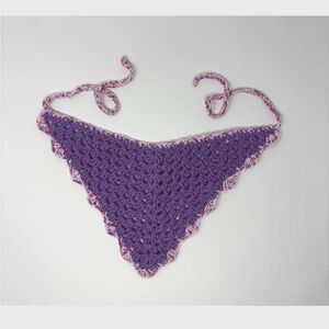 Purple Granny Crochet Bandana with Confetti Border